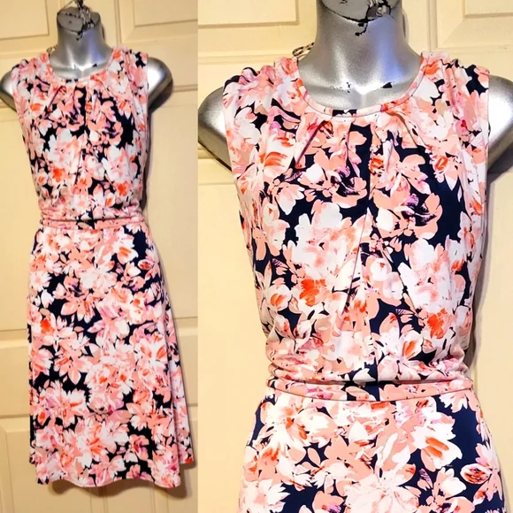 Liz Claiborne Plus Short Sleeve Floral Fit + Flare Dress Liz Claiborne Plus Short Sleeve Floral Fit + Flare Dress